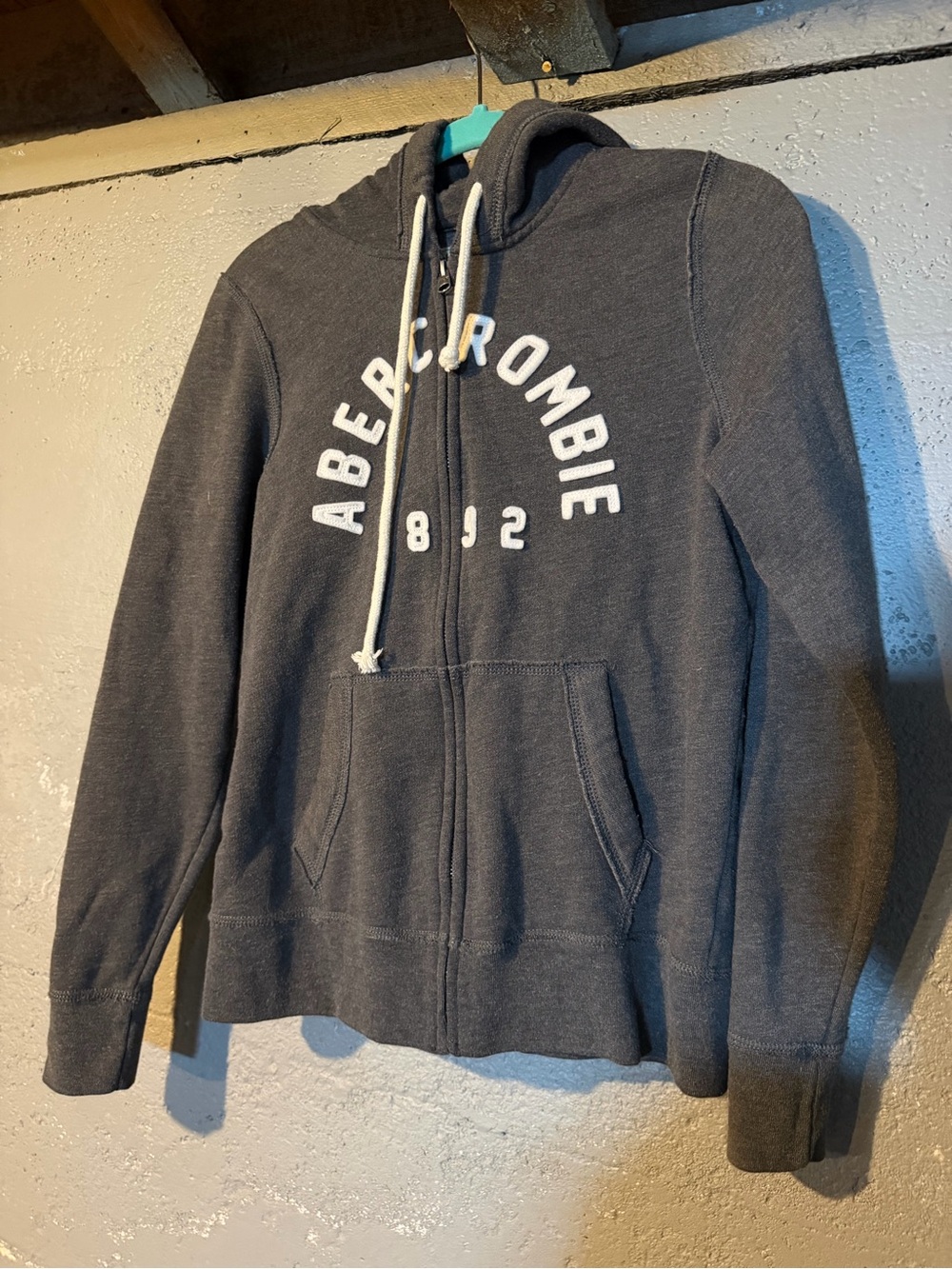 Abercrombie & Fitch Men's Charcoal Zip-Up Hoodie Sweater